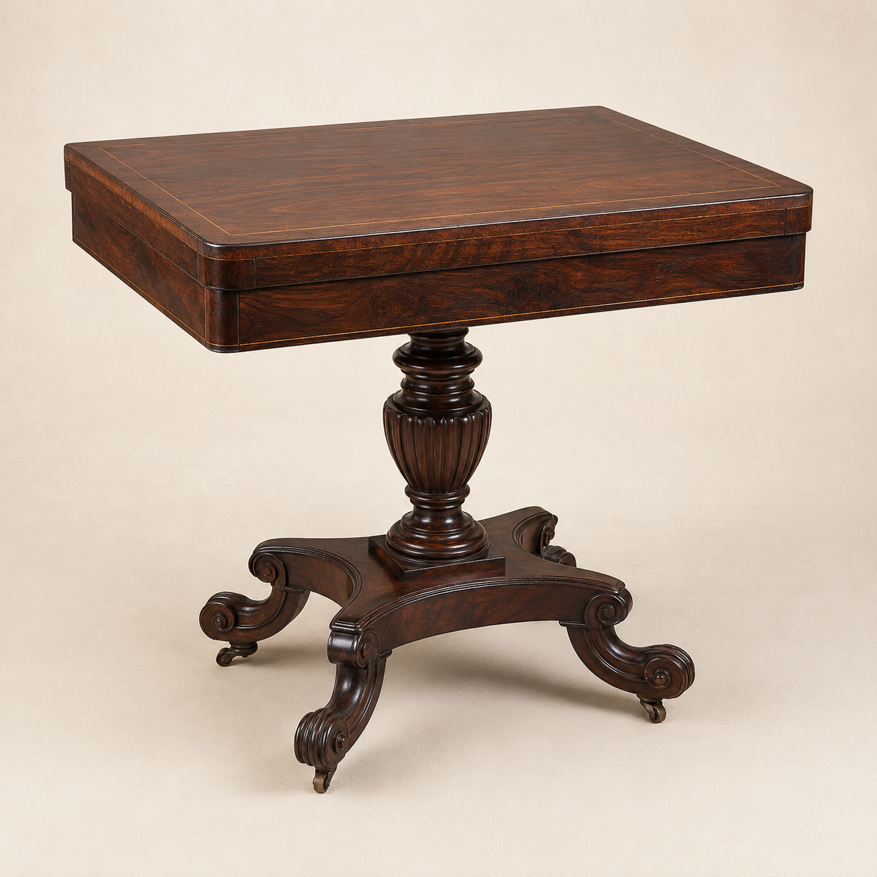 Victorian rosewood card table, view 1