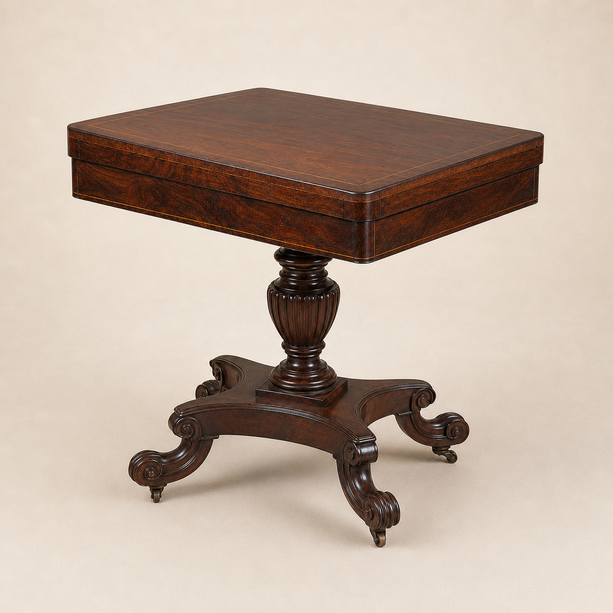 Victorian rosewood card table, view 2