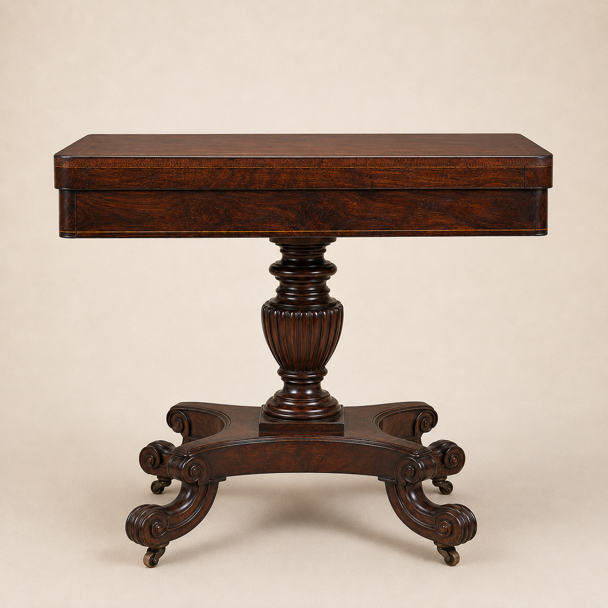 Victorian rosewood card table, view 3